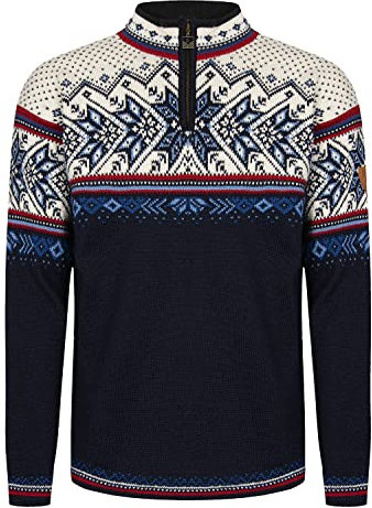 Dale of Norway Erwachsene Pullover Vail Sweater, Midnight Navy/Red Rose/Off White/Indigo/China Blue, S