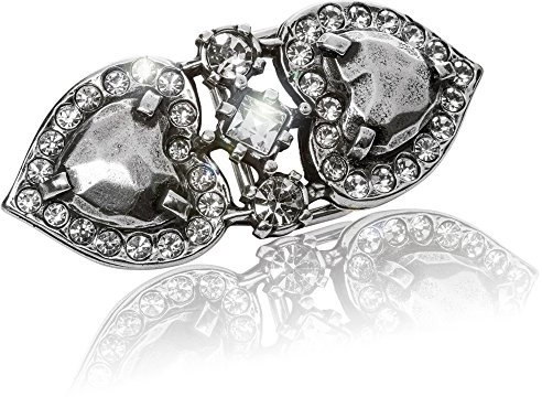 FREDERIC HERMANO Gürtelschnalle Buckle 30mm Metall Silber Geschwärzt - Buckle Two Hearts - Dornschliesse Für Gürtel Mit 3cm Breite - Silberfarben Geschwärzt