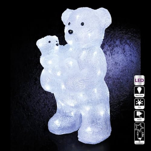 weihnach tsdeko – oświetlone miś nakrętka z chłopięcy – Frost efekt – 56 biała dioda LED lampy