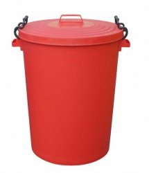 Chabrias Ltd Heavy Duty 110 Litre Red UK Made Plastic Bin Dustbin, Indoor or Outdoor with Locking Clip Lid for Home Garden Rubbish Waste Animal Feed