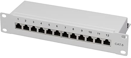 LogiLink Panneau de brassage 12 ports Cat6 RJ45 25,4 cm (10) Blindage intégral Gris (Import Allemagne)