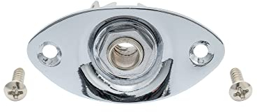 Musiclily 6.35mm Oval Guitar Loaded Jack Socket Plate for Electric Guitar, Chrome