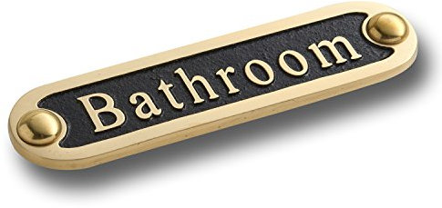 The Metal Foundry Bathroom Metal Door Sign. Traditional Style Home Decor Accessories Door Or Wall Brass Plaque. Handmade In England.