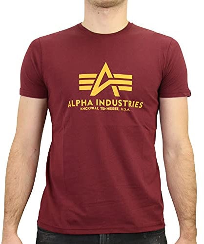 Alpha Industries Herren Basic T-Shirt,Rot (Burgundy 184), Small