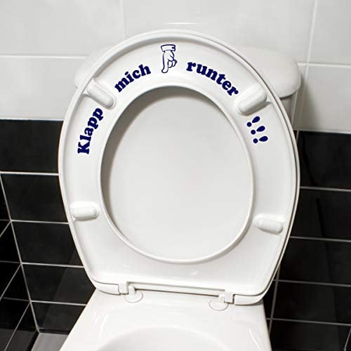WANDKINGS Toilettenaufkleber Klapp Mich runter!!! 16 x 32 cm - Dunkelblau - 35 Farben zur Wahl
