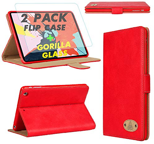 Gorilla Tech Lot de 2 étuis en cuir pour iPad Air 3ème génération et iPad Pro 10,5 avec protection d'écran et support magnétique à rabat anti-chocs Rouge Modèle A2152 A2123 A2153 A2154 A1701 A1709