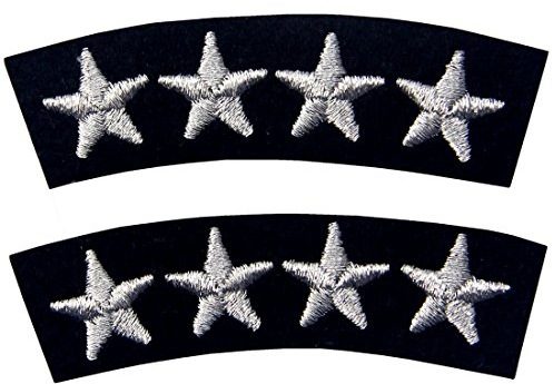 Navy Uniform Vier Sterne Gestickte Mode Dekorative Eisen Auf Nähen Auf Patch, Silber, 2er Pack