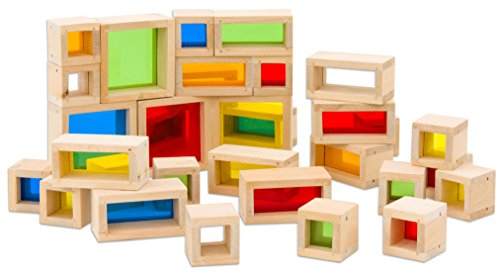 Unbekannt Bunte Fensterbausteine Holz Bauklötze Bausteine Kinder Spielsteine 32-TLG.