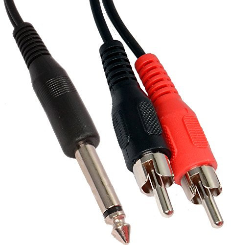 2m 2 RCA Male to 6.35mm 1/4 Mono Jack Cable/Lead - TRS Adapter Phono Plug