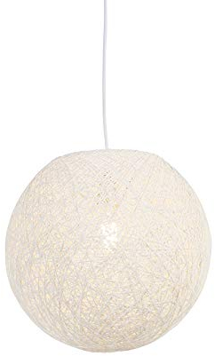 QAZQA - Modern Pendelleuchte I Esstisch I Esszimmer I Pendellampe I Hängelampe I Pendellampe I Pendelleuchte I Lampe I Leuchte im Landhausstil weiße Kugel 35cm - Corda I Wohnzimmer I Schlafzimmer - Pa