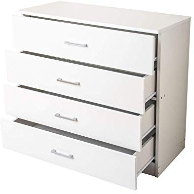Home Treats White Chest of Drawers Bedroom Furniture I 4 Drawer Chest of Drawers I Anti Bowing Drawer Support I Clothes Organiser for Any Room I Easy to Assemble