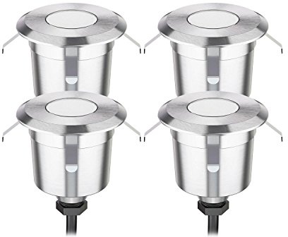 ledscom.de 4 Stück LED Bodeneinbauleuchte AGENA für außen, IP65, edelstahl, rund, 60mm Ø, warmweiß