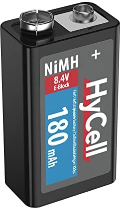 HyCell Pile Rechargeable NiMH 9V 180 mAh 8,4V (1 PCE) – Pile 6LR61 Rechargeable pour Lampes Torches, Jouets électroniques, Station météo, etc. – Accumulateur de qualité supérieure