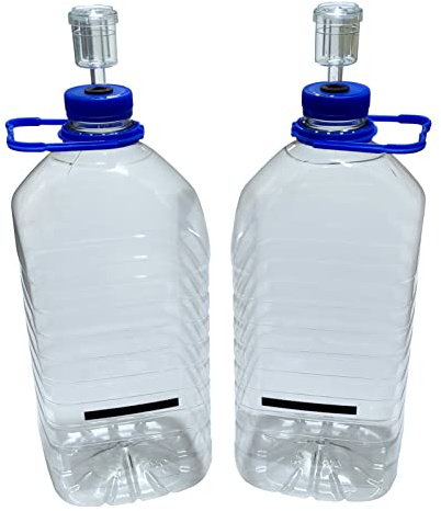 VinClasse 5 Litre (1 Gallon) PET Plastic Demijohn with Airlocks & LCD Temperature Indicators - Pack of 2