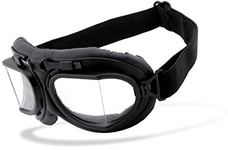 CHILLOUT RIDER® | Motorradbrille | Damen & Herren | retro, vintage | Sicherheitsgläser, Antibeschlag | PU-Leder | schwarz, braun, chrom (klar/schwarz)
