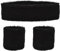 Schweissband und Stirnband Set – Schweißband Neon für 80er Jahre Outfit Damen - Neon Accessoires für Fun Runs Team Building Events Pride Partys Gymnastik Sport Tennis – Stirnband 80er Jahre (Schwarz)