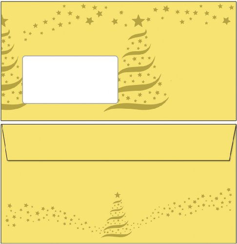 Briefumschläge Weihnachten Weihnachtsbaum gold-star 20 Stück DIN lang mit Fenster 6536