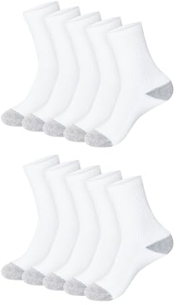 Hanes Womens Value Pack, Crew Soft Moisture-wicking Socks, Available 10 And 14-packs Fashion-liner-socks, White - 10 Pack, 5-9 US