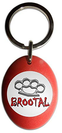 Br00tal Knuckleduster - Red Plastic Oval Key Ring