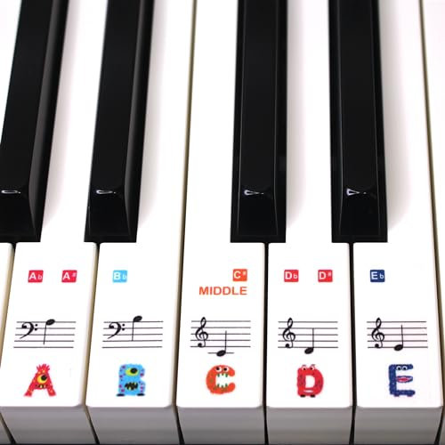 Keyboard or Piano Stickers 61 key set For Kids CLEAR, REMOVABLE. Learn to play THE FUN WAY PSMW61. 36 Stickers in a pack.