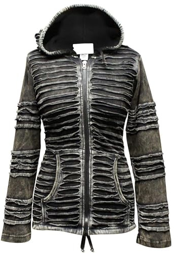 SHOPOHOLIC FASHION Damen Stonewashed-Effekt Aufgeschlitzt Rasierer Geschnittener Hoodie