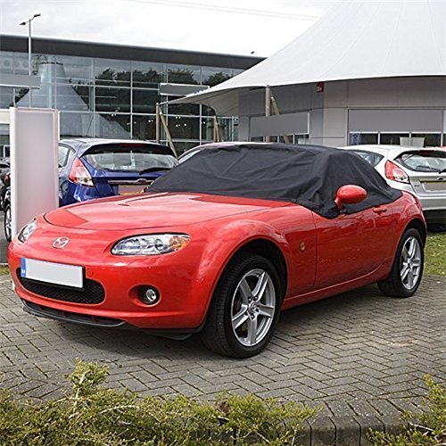 Tailored Soft Top Roof Protector to Fit Mazda MX5 MK3 & MK3.5 2005-2015 | Waterproof Roof Half Cover with UV Resistance, Magnetic Fixing & Storage Bag - Black