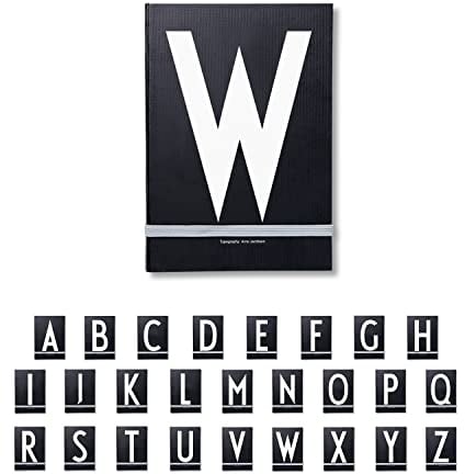 Design Letters Buchstaben Notizbuch A5 A-Z Schwarz | Nutzen Sie das unlinierte Notizbuch als Bullet Journal, 2024 Planer | Notizbuch A5 mit elastischem Verschlussband | 146 nummerierte Seiten