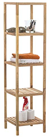 CLP Standregal aus Holz | Holzregal in verschiedenen Höhen erhältlich | Badezimmerregal mit 3-5 Ablageflächen, Farbe:walnuss, Größe:XL