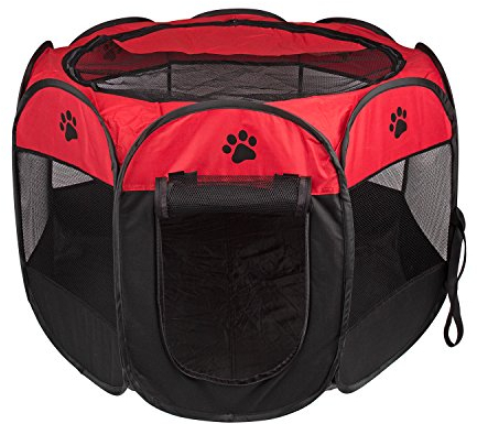 BIGWING Style Recinto per Cani da Interno, Pieghevole e Portatile Kennel Cane,Gabbia per Cani,Usare all'Interno e all'Esterno,con Borsa di Trasporto,(Rosso,L)