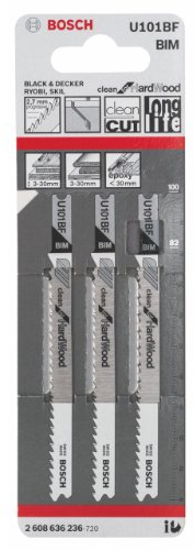 Bosch Accessories Lame de Scie Sauteuse U 101 BF BIM, 2.7mm Pas, 100mm Longueur, Lot de 3