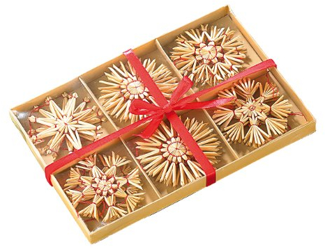 infactory Weihnachtsschmuck: 24 Festliche Strohsterne für den Weihnachtsbaum (Strohsterne handgefertigt, groß, Weihnachtsbeleuchtung)