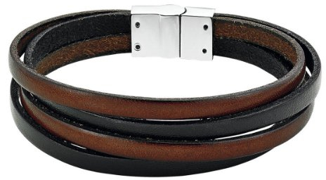 s.Oliver Herren-Armband Edelstahl Leder 21 cm - 466028