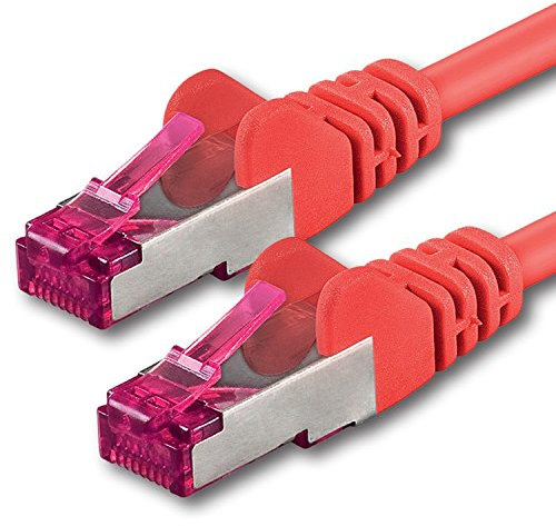 0,5m - rojo - 1 pieza - CAT6a CAT 6a Ethernet LAN cable de red - SET 10 GB/s cable patch CAT6 S-FTP Doble blindado PIMF 500MHz libre de halógenos compatible con CAT5 CAT6a CAT7 CAT8