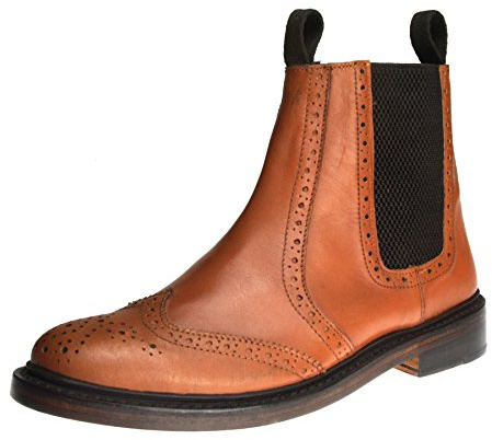 Benchgrade 1920 Mens Tan or Black All Leather Welted Chelsea Brogue Dealer Boots