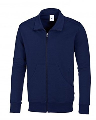 BP 1627-193-110-XS Unisex-Sweatjacke, Lange Ärmel, hoher Kragen mit Reißverschluss, 320,00 g/m² Verstärkte Baumwolle, Nachtblau, XS