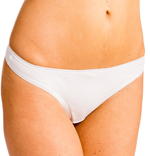 HERMKO 5050 Damen String aus Baumwolle/Elastan, Farbe:weiß, Größe:44/46 (L)