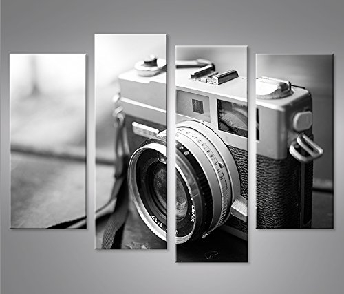 islandburner Bild Bilder auf Leinwand Alte Kamera Fotoapparat Wie Leica 4er XXL Poster Leinwandbild Wandbild Dekoartikel Wohnzimmer Marke