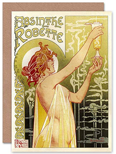 Wee Blue Coo AD ABSINTHE ROBETTE BELGIUM FOOD DRINK BIRTHDAY BLANK GREETINGS CARD