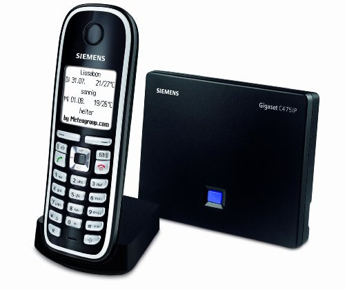Gigaset C475 IP schnurloses VoIP-Telefon (beleuchtetes Display, Multiline Internet Telefon, Anrufbeantworter) schwarz