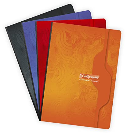 Calligraphe 2270C Heft A4 96 Blatt kariert 70g farbig sortiert | Kladde mit Leinenrücken für flache und optimale Öffnung, Umschlag aus recyceltem Karton lackiert langlebig und robust