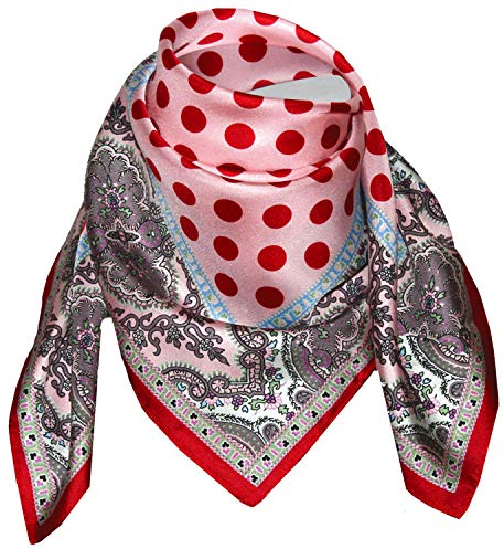 LORENZO CANA Luxus Damen Seidentuch aufwändig bedruckt Tuch 100% Seide 70 cm x 70 cm harmonische Farben Damentuch Schaltuch, Rosa, 70 x 70 cm