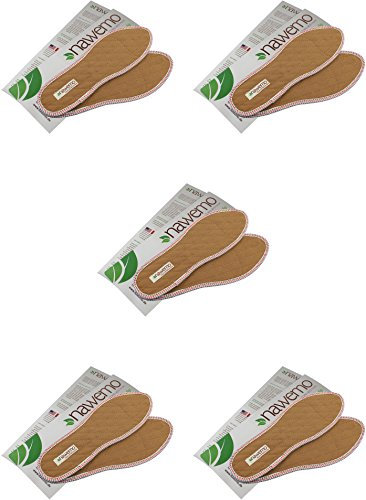 Nawemo Zimtsohlen, geruchsbindende Zimteinlegesohlen gegen Schweißfüße, Fußgeruch, Fußpilz und Nagelpilz, schmale Passform, dünne Einlegesohlen braun (5er Pack/5 Paar), Größe 40 EU
