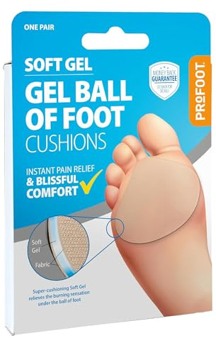 Profoot Soft Gel Ball of Foot Cushions - Instant Pain Relief - Absorbs Shock, Reduces Friction & Redistributes Pressure - Ideal for Metatarsalgia and Morton's Neuroma