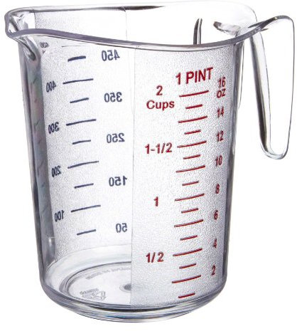 Update International MEA-50PC Clear Measuring Cup, 1 pt, Polycarbonate, 1 Pints, Silver/White
