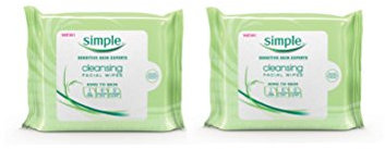 Simple Kind To Skin Cleansing Facial Wipes - 2 Pack (50 Wipes)