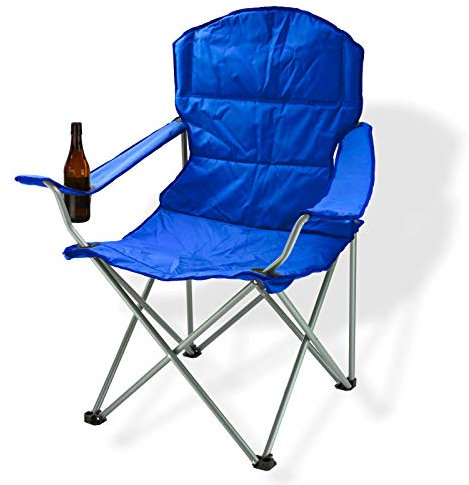 DEMA Campingstuhl blau – Faltstuhl, Anglerstuhl, Klappstuhl – leicht, stabil, bequem – mit Getränkehalter, Tasche, für Camping, Garten, Angeln, Outdoor, Freizeit