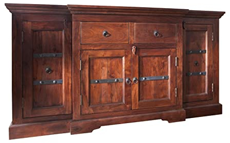 MASSIVMOEBEL24.DE Oxford Sideboard Akazie 160x45x85, Farbe:Dunkelbraun lackiert, Größe:160x45x85 cm (BxTxH)