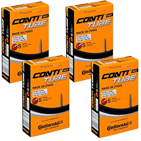 Continental Race 28 Cámara de Aire, Negro, 700c, Paquete de 4