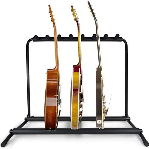 Pyle Support Guitare, Porte 7 Guitares, Universel et Portable, Pliable avec Rembourrage en Mousse, Noir