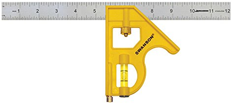 Swanson Tool Co TC131 Kombi-Vierkant mit Edelstahl-Lineal, Zoll/metrische Markierungen, Messingschraube und Verbundkörper, 30,5 cm